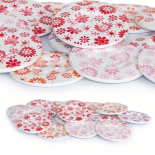Nasturi decorativi albi cu imprimeu floral Ø5 cm